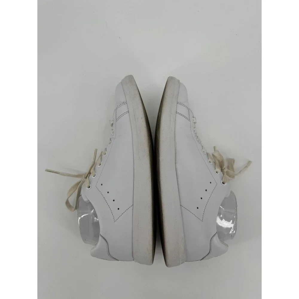 Tory Burch White Leather Sneakers Gold Logo Low Top 9M 73057